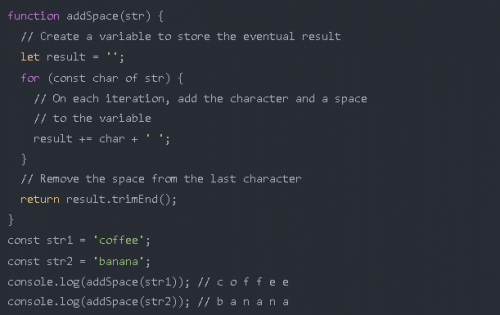 如何在 JavaScript 中的字符串的字符之間添加空格8